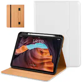 DTTO - Case for iPad 11th Gen 11" 2025 (A16) & 10th Gen 10.9" 2022, Leather Folio Cover with Pencil Holder & Auto Wake/Sleep - White