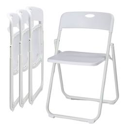 Winado - 4PCS Plastic Folding Chairs, Portable Chairs with Metal Frame, Plastic Seat, Backrest for Indoor Patio Garden Outdoor - White