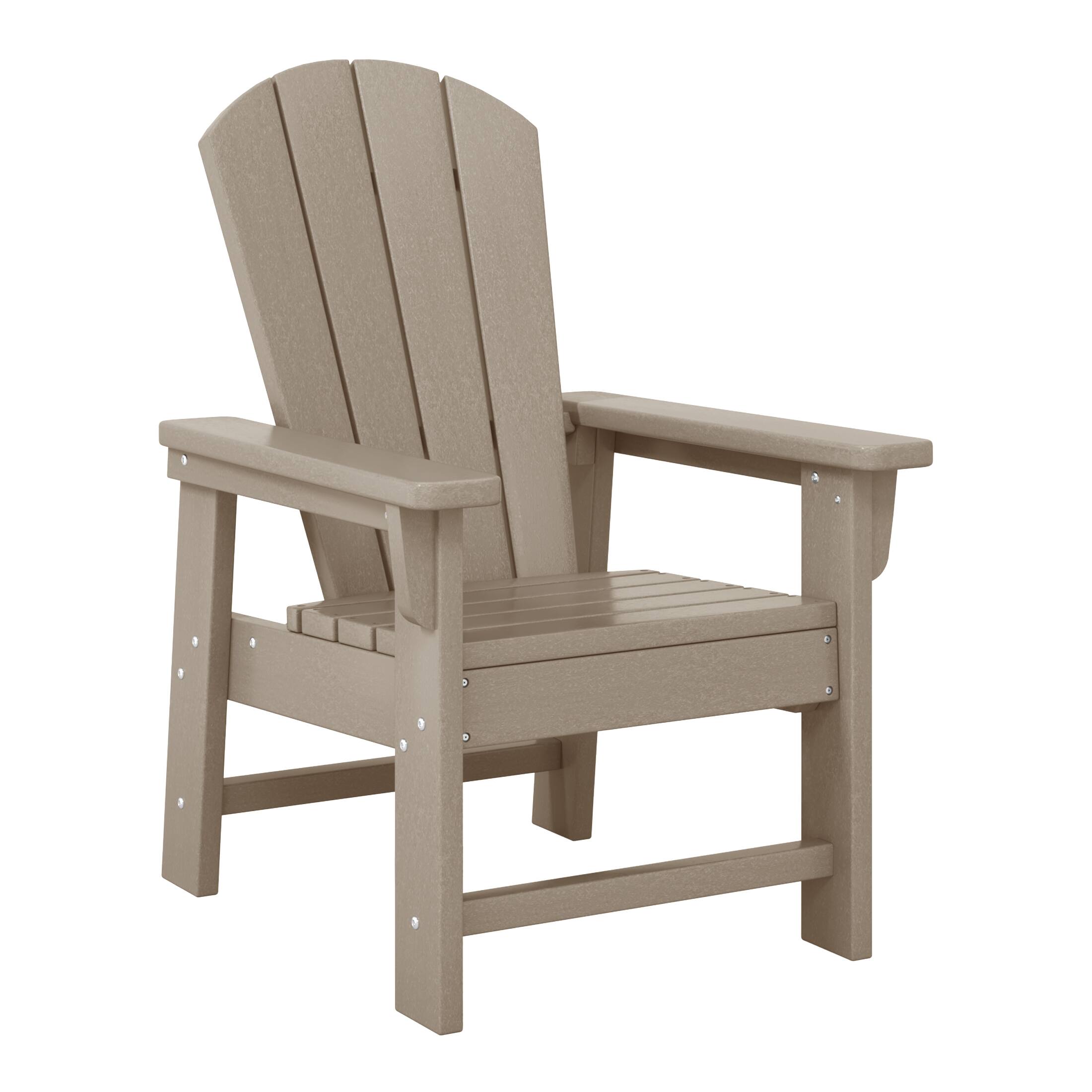 Left. WestinTrends - WestinTrends Malibu Kids 3-Piece Outdoor HDPE Adirondack Chairs With Square Side Table Set - Weathered Wood.