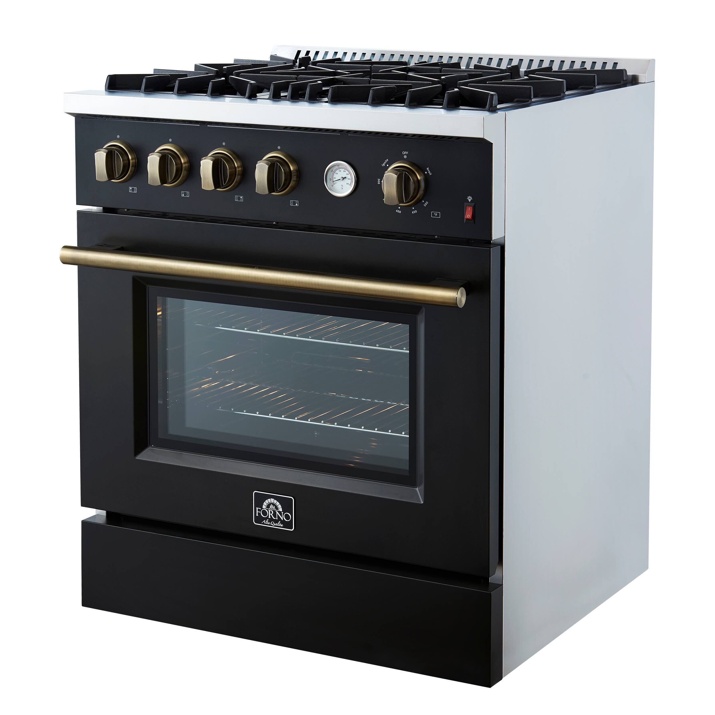 Angle. Forno Appliances - Marco 4.32 Cu. Ft. Freestanding Gas Convection Range with Dual Ring Burner - Black.