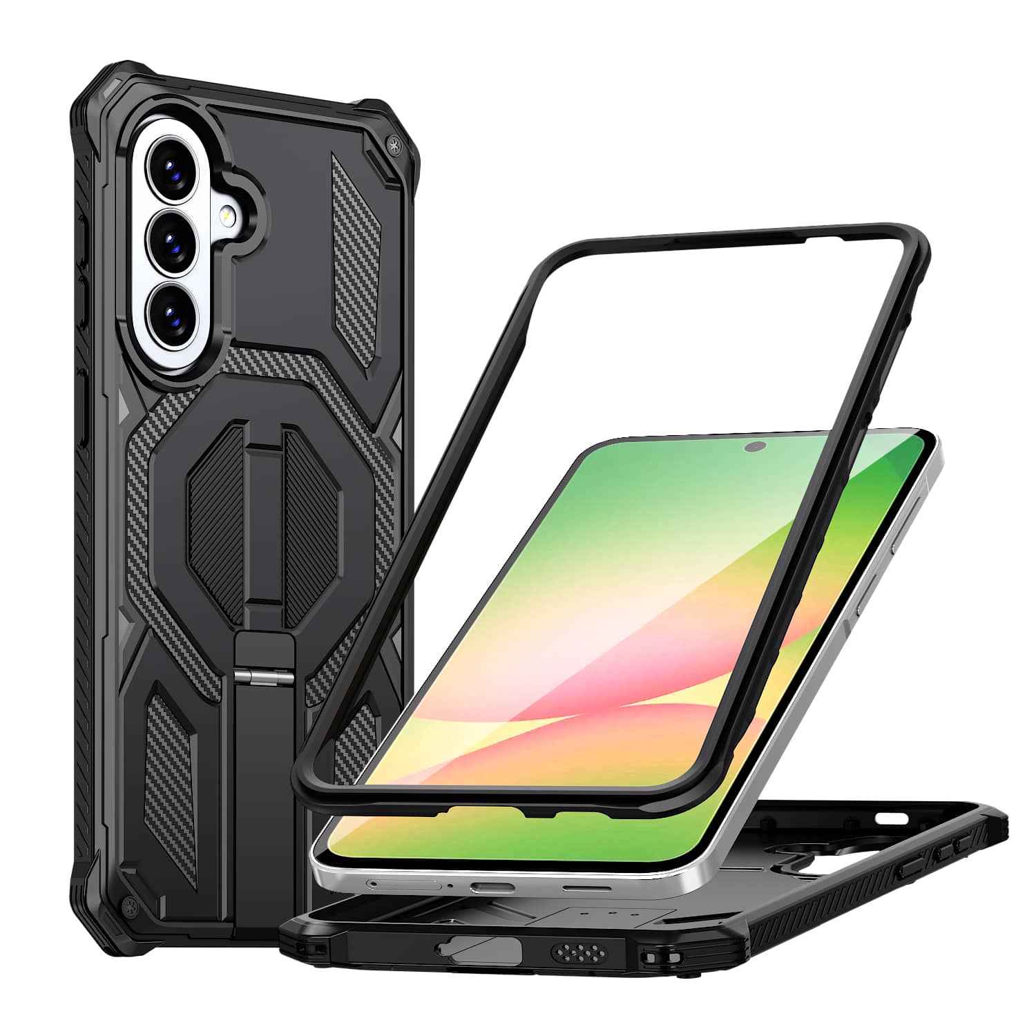 Dteck - Heavy Duty Rugged Magnetic Case For Samsung Galaxy A37 5G, Foldable Kickstand Shockproof Protection Cover - Black price history on PriceWatchPro