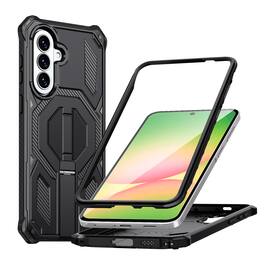 Dteck - Heavy Duty Rugged Magnetic Case For Samsung Galaxy A57, Foldable Kickstand Shockproof Protection Cover - Black