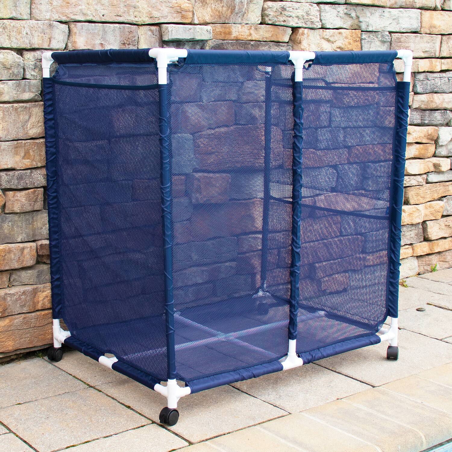 Back. Pool Bins - Pool Storage Mesh Rolling Organizer, Extra Large, 35" x 25.4" x 37.5", PB-L300.