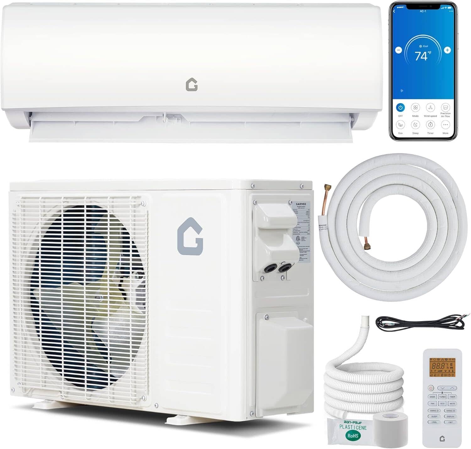 Acekool - 19 SEER2 9000BTU 115V Mini Split Air Conditioner, Up to 450 Sq. Ft - White