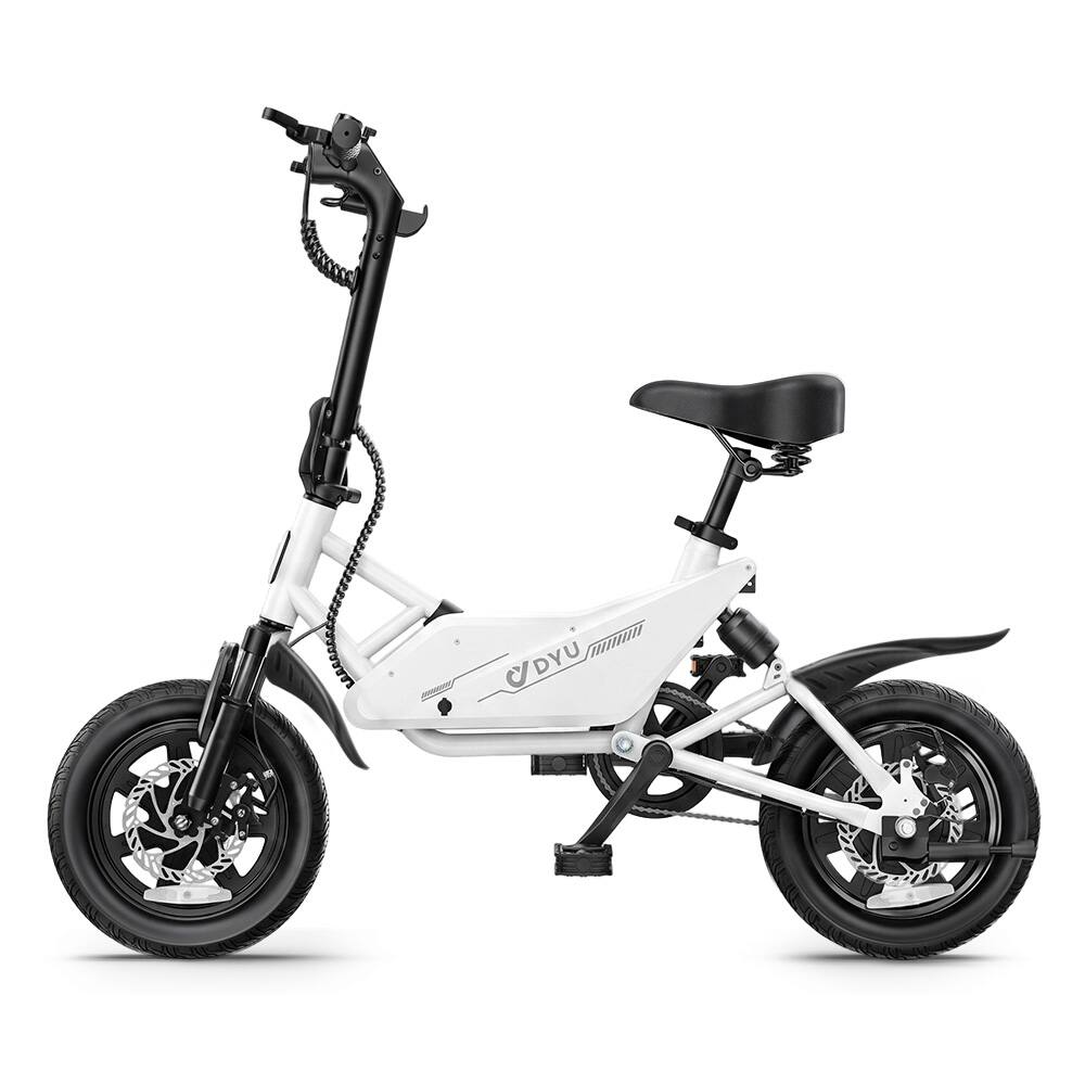 Left. DYU - 14" Folding Electric Bike with 36V 280.8WH Battery,15.5MPH - White.