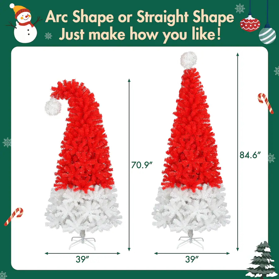 Uv Rays Cheer Jandcase 6FT Artificial Christmas Tree with LED Light, Santa's Hat ...