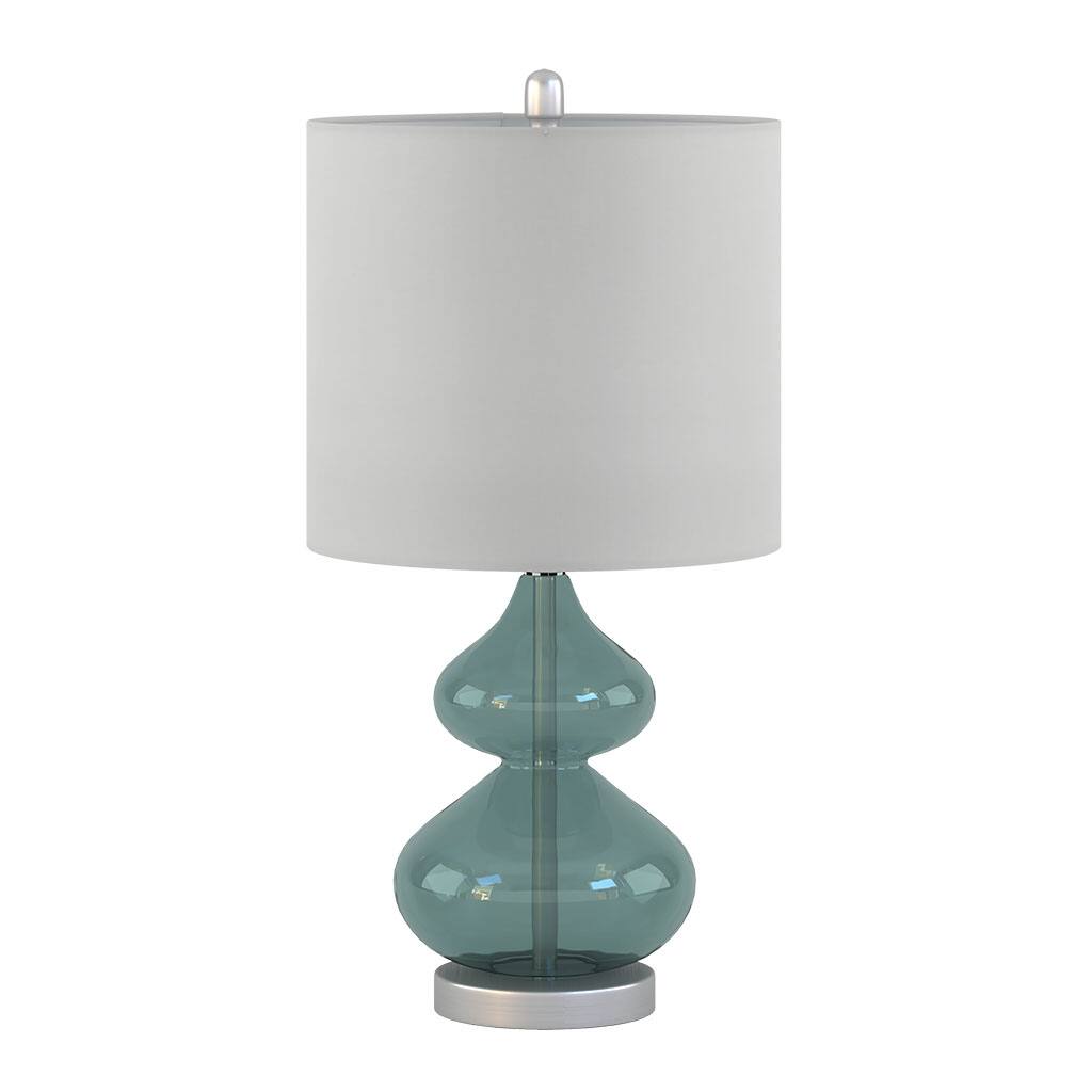 Alt View 2. HOMLUX - 25.25 in. Blue Curved Glass Table Lamp Integrated LED for Living Room, Set of 2.