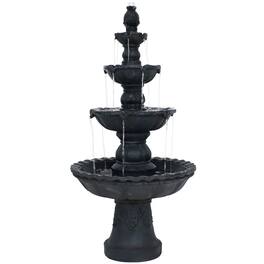 Sunnydaze - Pineapple Resin Outdoor 4-Tier Water Fountain - Black