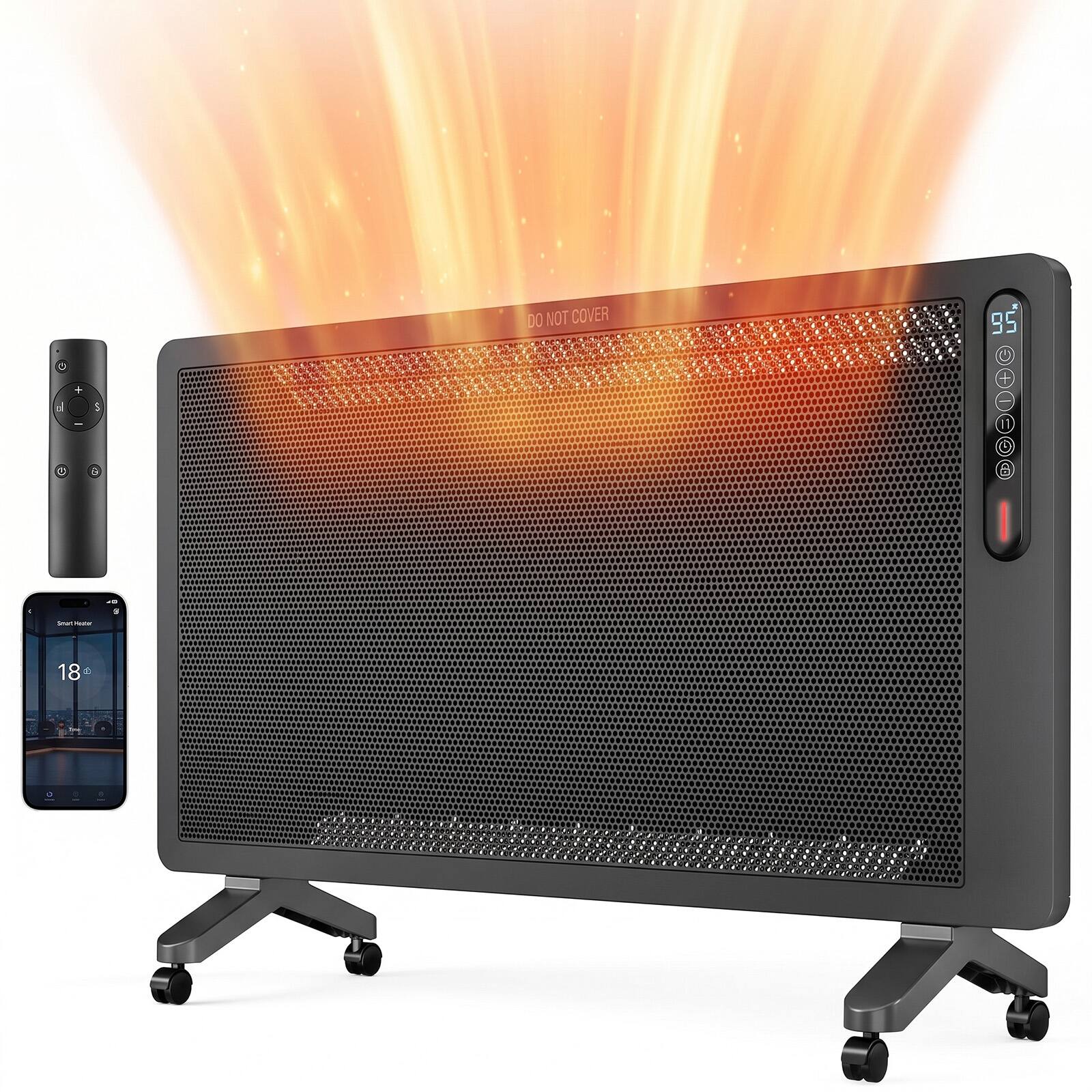 Sweetcrispy 1500W Full Mesh Electric Convection Panel Space Heater with ...