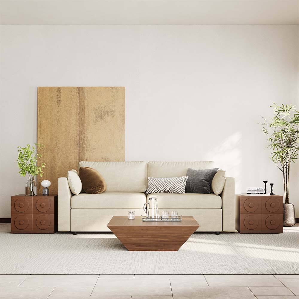 Alt View 4. POVISON - Fully-Assembled 1 Pieces Modern Modular Walnut Color Cabinets,Plywood Frame TV Stand, Living Room Cabinets,Media Console - Walnut Color.