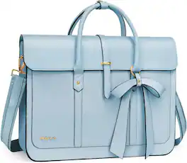 mosiso - Laptop Bag for Women 15-15.6 inch PU Leather Laptop Shoulder Bags Convertible Backpack Casual Handbag Work Computer Bag - Air Blue