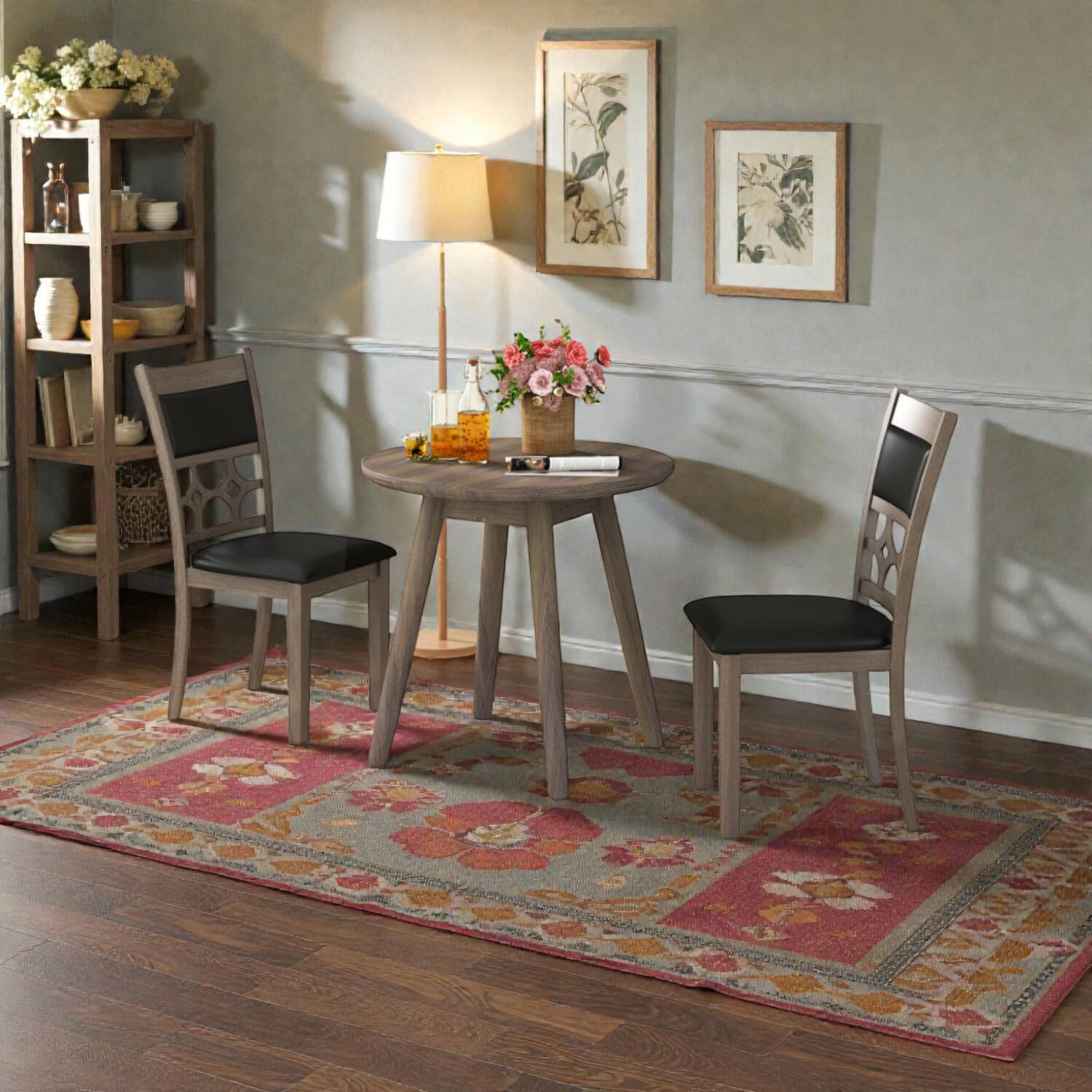 Front. Hivvago - Set of 2 Plush Dining Chairs with Upholstered Seat and Back Support - Cappuccino, Black.