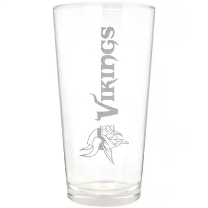 Front. Great American Products - Minnesota Vikings Etched 16oz. Vertical Rally Cry Pint Glass - Multicolor.