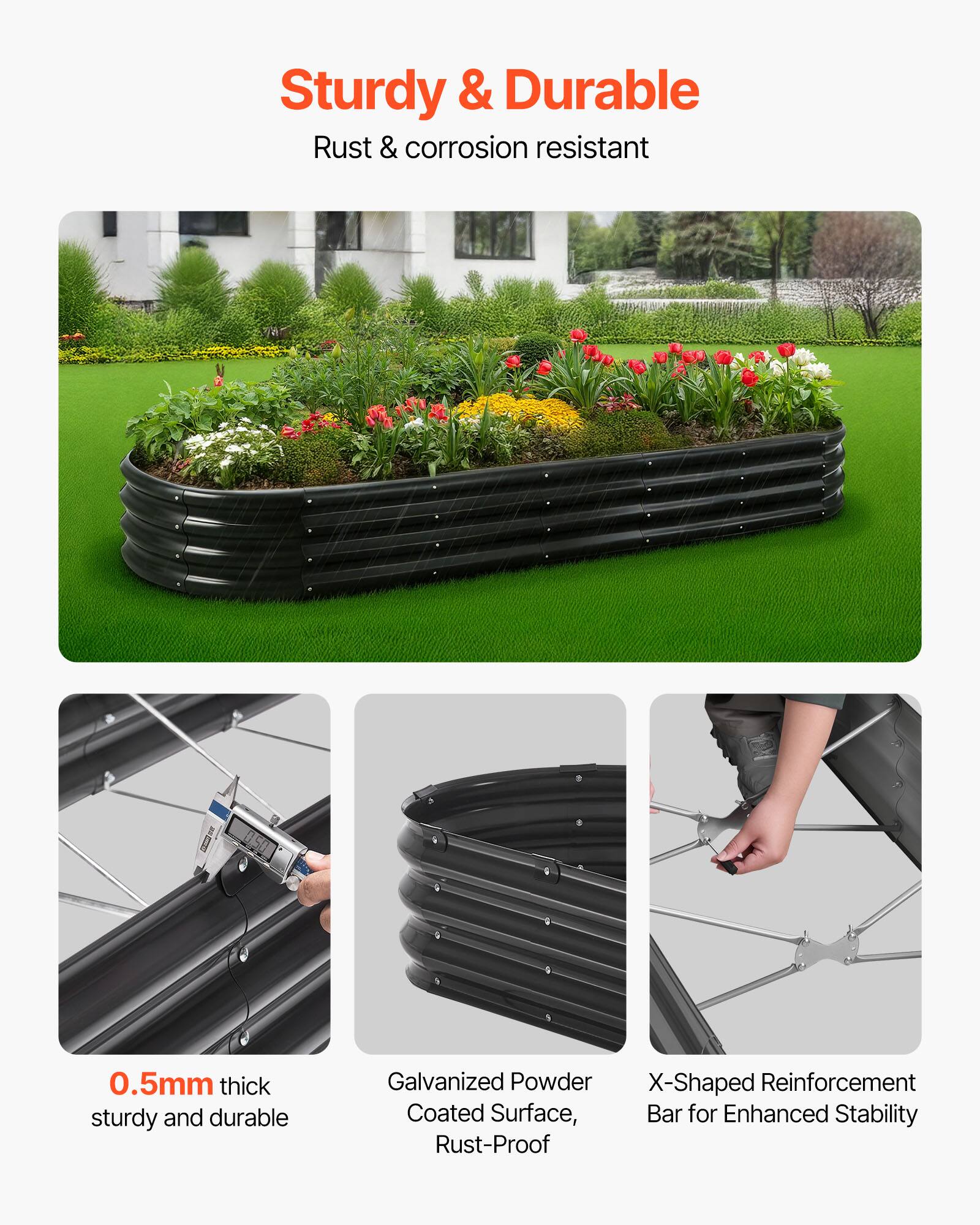 Sturdy & Durable  
Rust & corrosion resistant  

0.5mm thick sturdy and durable  
Galvanized Powder Coated Surface, Rust-Proof  
X-Shaped Reinforcement Bar for Enhanced Stability