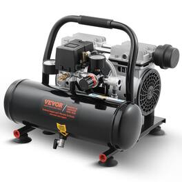 VEVOR - Air Compressor, 1 Gallon Steel Tank, 1HP 1.5 CFM 90PSI Oil Free Air Compressor & Max. 120PSI Pressure, 78dB Ultra Quiet - Black