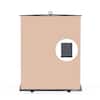 Front. RAUBAY - 5′x 6.9′ Collapsible Beige Screen Backdrop Portable Retractable Panel Photo Background with Stand.