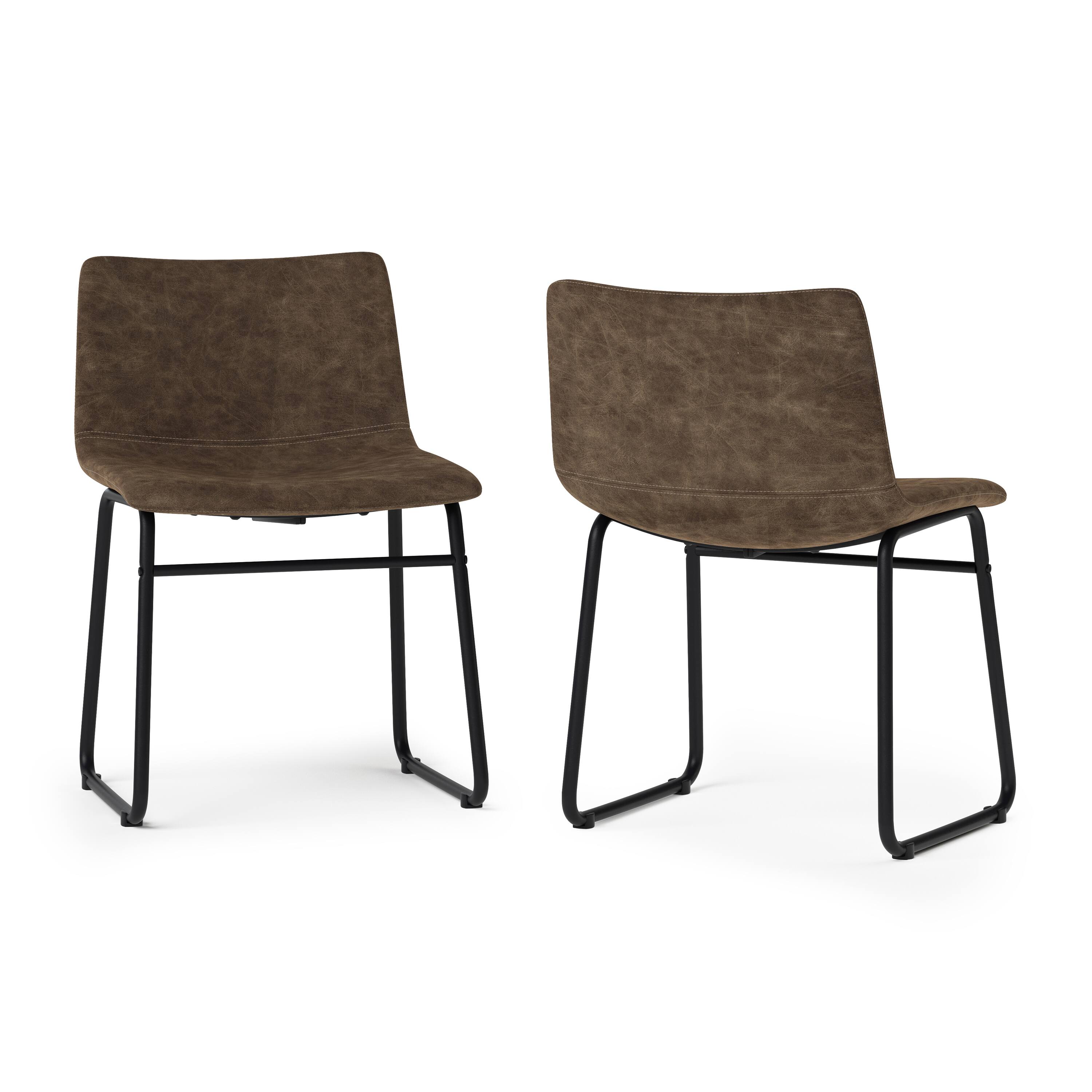 Angle. Simpli Home - Warner Dining Chair (Set of 2) - Distressed Brown.