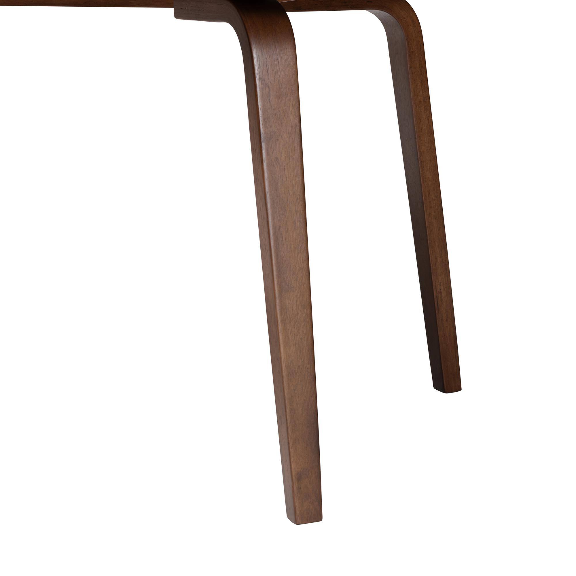 Back. Baxton Studio - Billie Wood Dining Table - Bentwood Leg Table with Rectangular Top, Mid-Century Style Centerpiece Seats 4-6 - Walnut Brown.