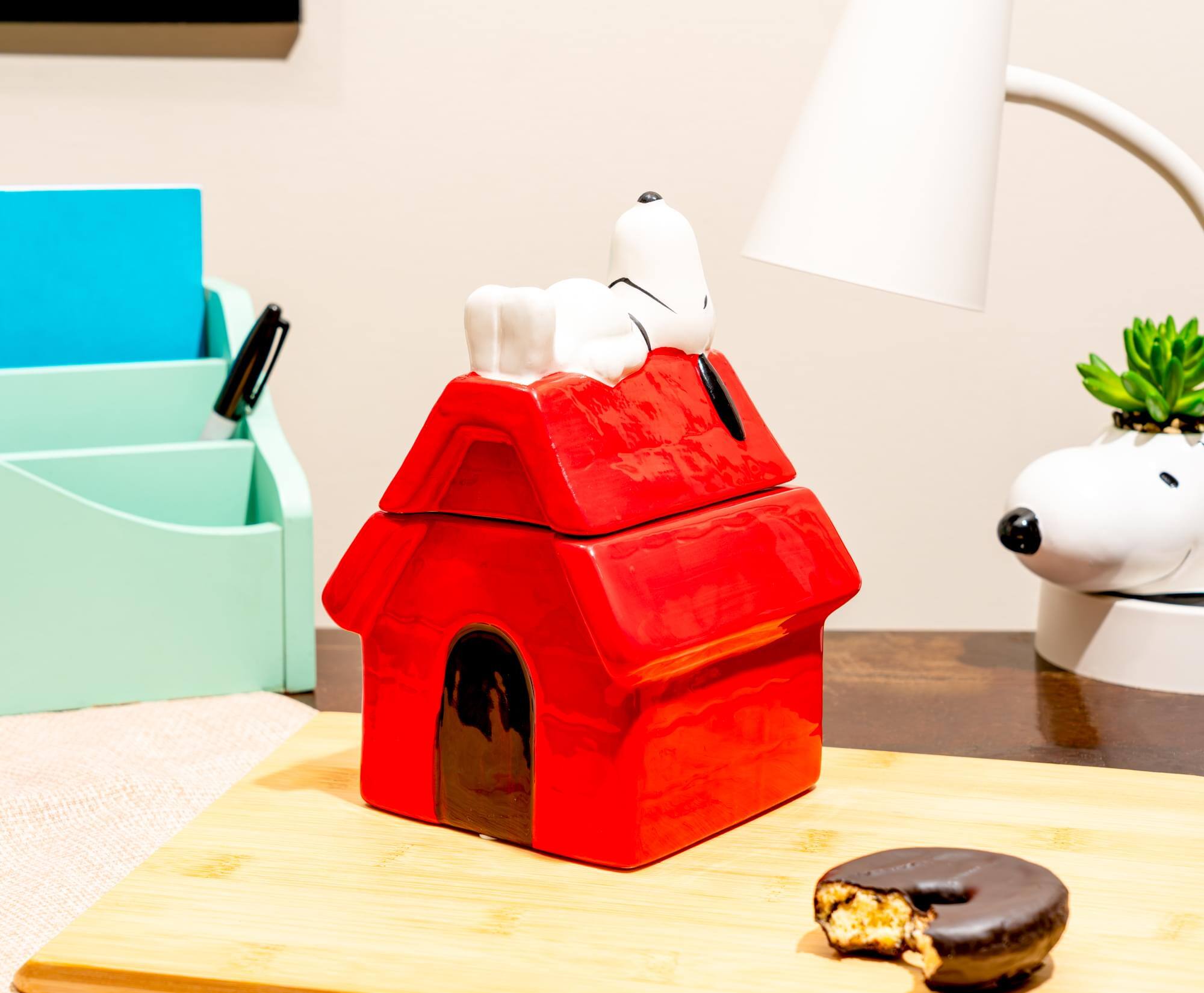Alt View 2. Silver Buffalo - Peanuts Snoopy Doghouse 7-Inch Sculpted Ceramic Snack Jar - Multi-Colored.