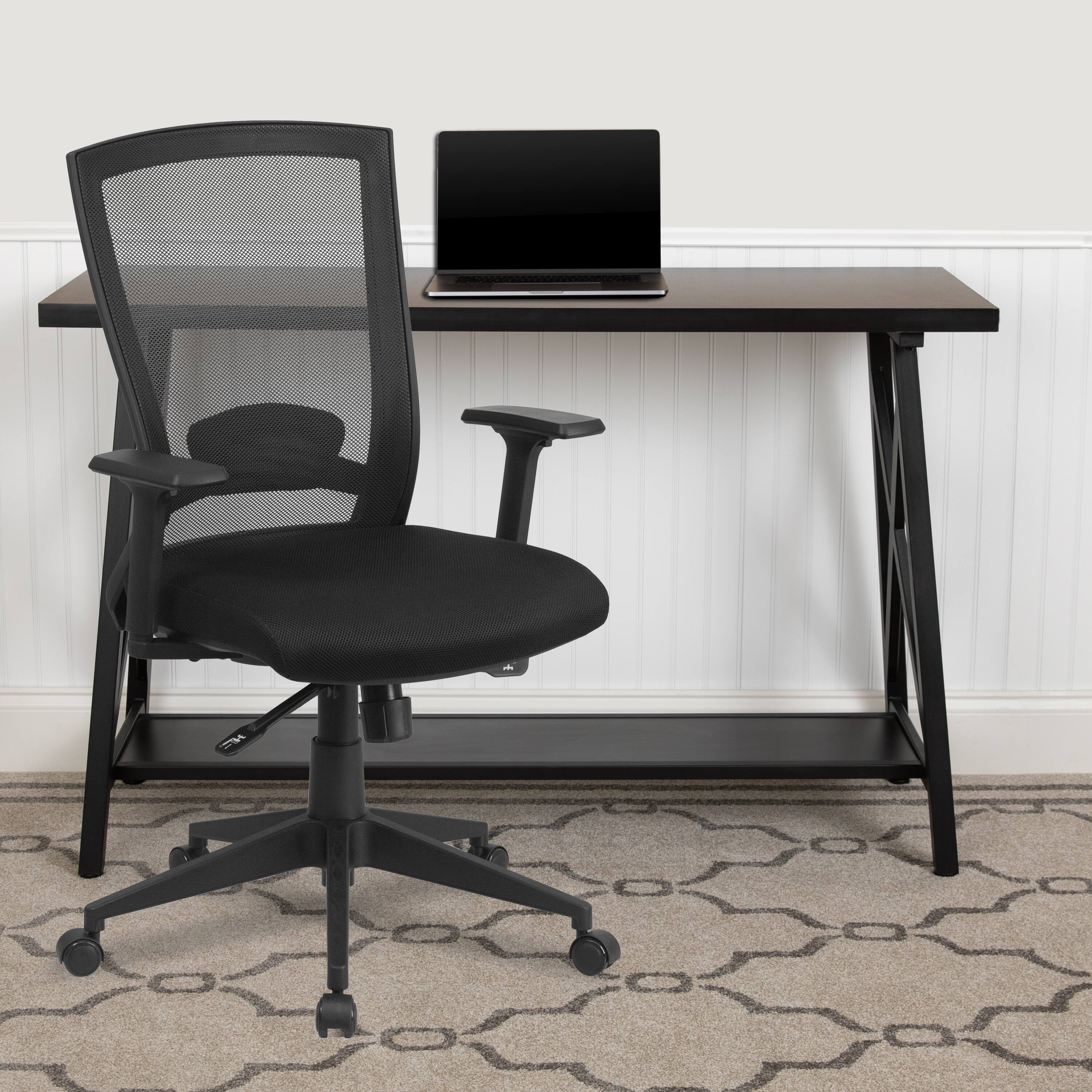 Alt View 1. Emma + Oliver - Mid-Back Mesh Executive Swivel Ergonomic Office Chair with Back Angle Adjustment and Adjustable Arms - Black.