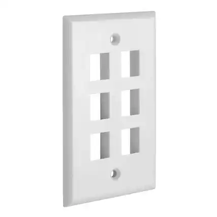 Front. Cmple.com - Cmple - Keystone Wall Plate Cover Ethernet Wall Plates for Modular Inserts, RJ45 Keystone Jack - 6 Port - White - White.