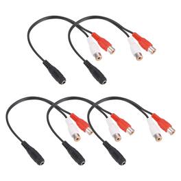 Unique Bargains - 5pcs TRS3.5mm F to RCA F Cable (R+W), 0.2m/7.9in, 2mm PVC Copper Core Audio AUX Cable for TV/Amp/Speaker/Mobile - Black