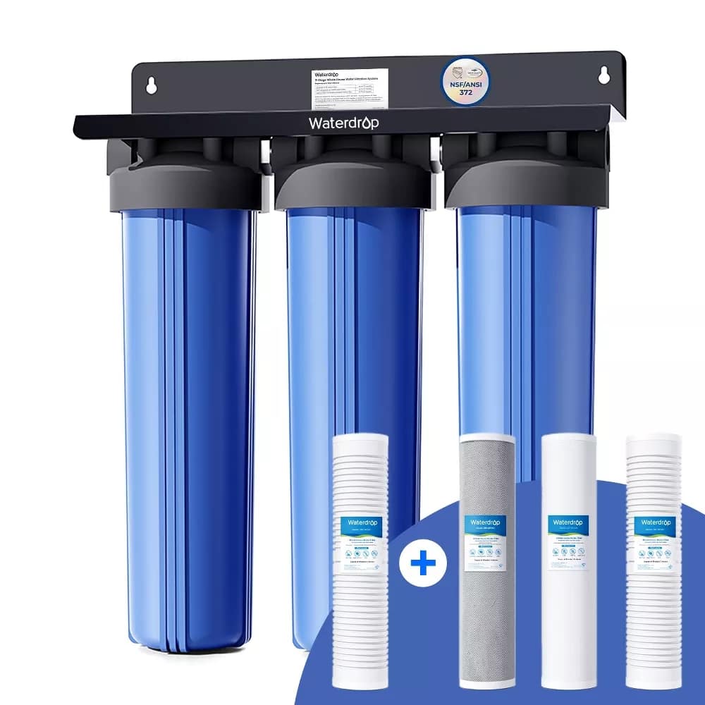 Waterdrop - 3-Stage Whole House Water Filter System,with Carbon Filter&Sediment Filter,7-Stage Filtration Highly - Blue