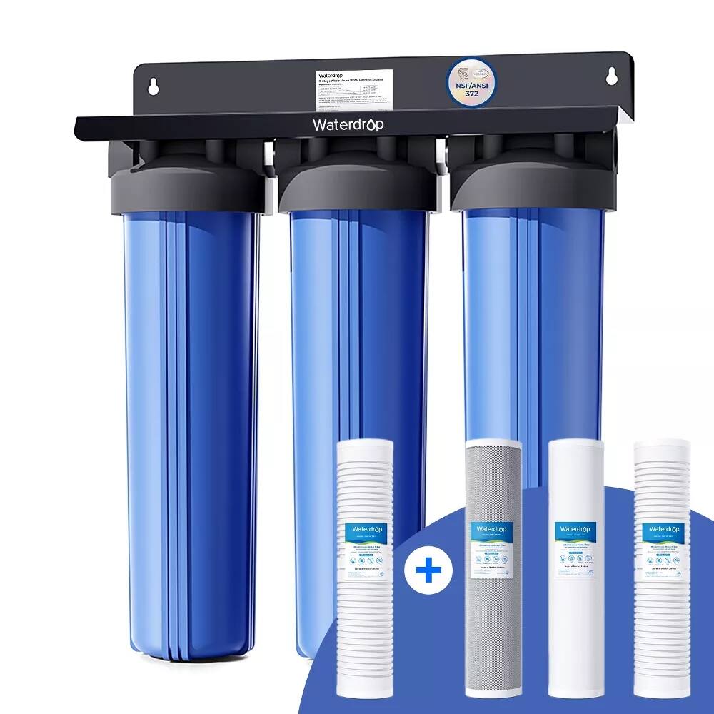 Waterdrop - 3-Stage Whole House Water Filter System,with Carbon Filter&Sediment Filter,7-Stage Filtration Highly - Blue