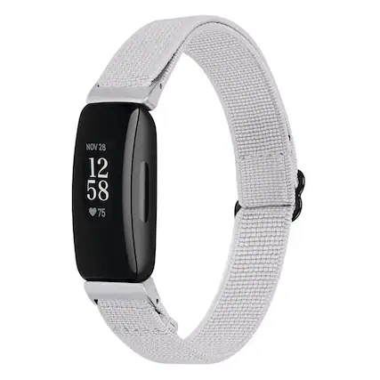 Front. StrapsCo - Comfort Stretch Band Nylon Watch Strap For Fitbit Inspire 2 - Fog.