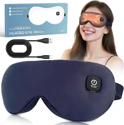 I 1 LEVELS TEMPERATURE SETTING O 20 MINS AUTO SHUT-OFF 3 LIGHT BLOCKING CORDLESS HEATED EYE MASK E03 LONG PRESS *2 START
