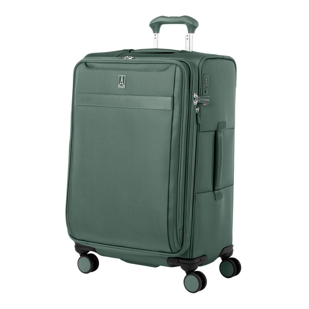 Angle. Travelpro - Travelpro Versapack + Lightweight Softside Expandable 25" Checked Spinner - Desert Sage.