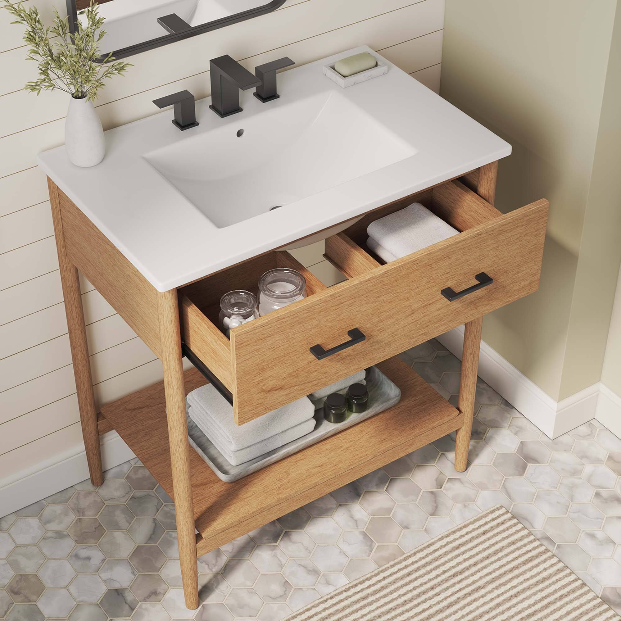 Alt View 1. Modway - Zaire Bathroom Vanity Basin Included by Modway - Natural White.