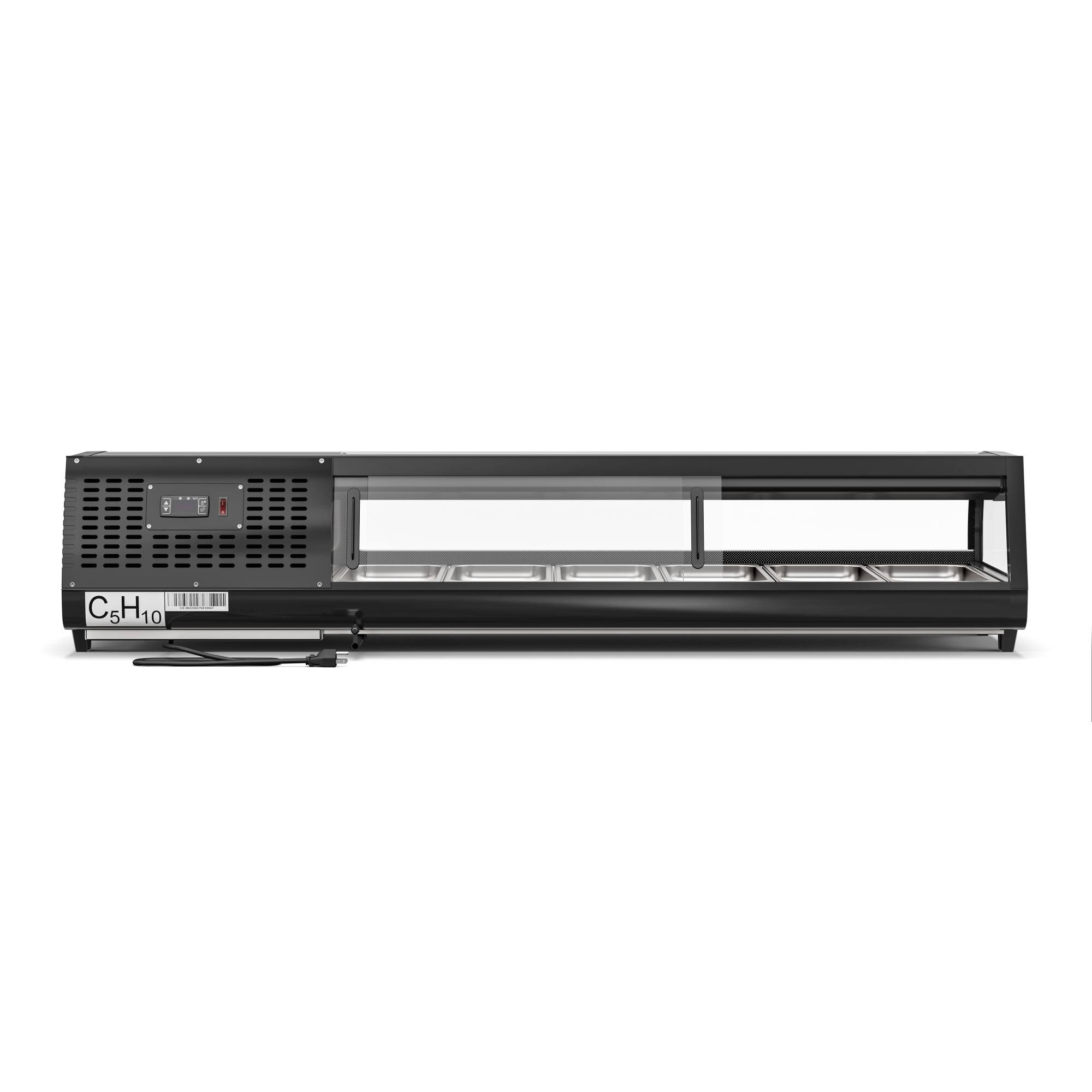 Alt View 2. Koolmore - 60 in. Glass Sushi Countertop Display Refrigerator with 6 Stainless Steel Trays in Black (KM-SR60-BK) - Black.