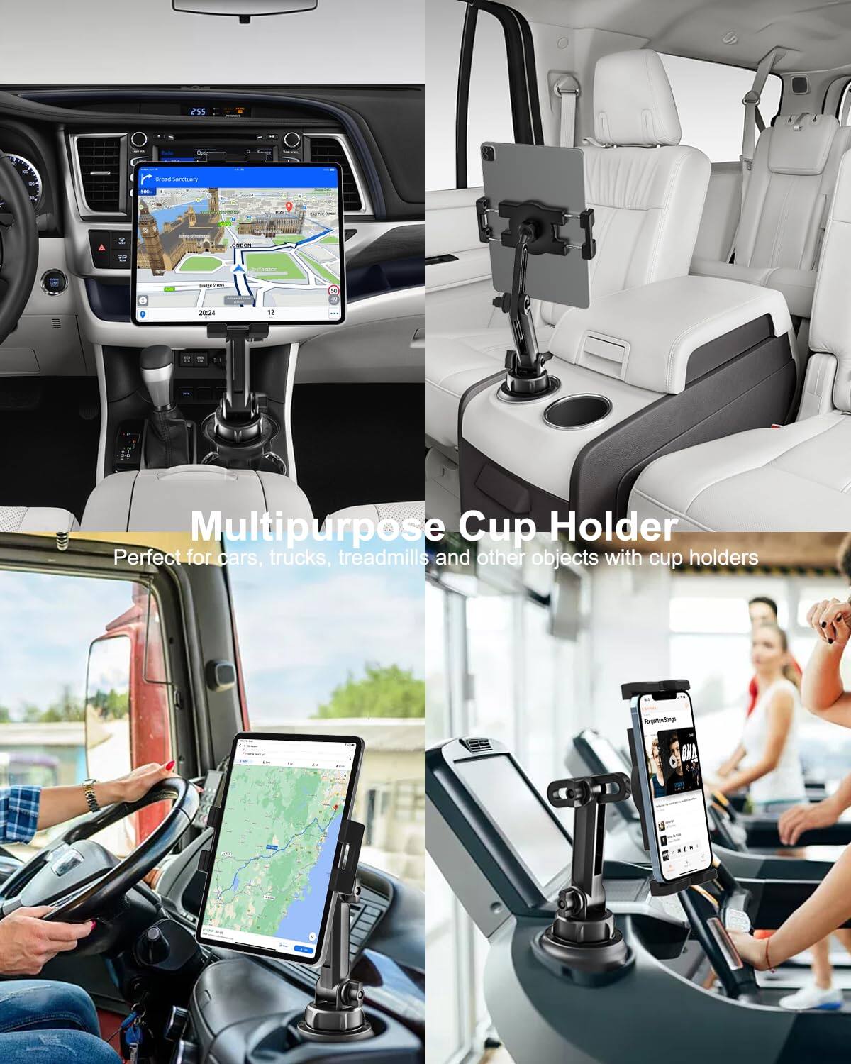 Multipurpose Cup Holder  
Perfect for cars, trucks, treadmills and other objects with cup holders