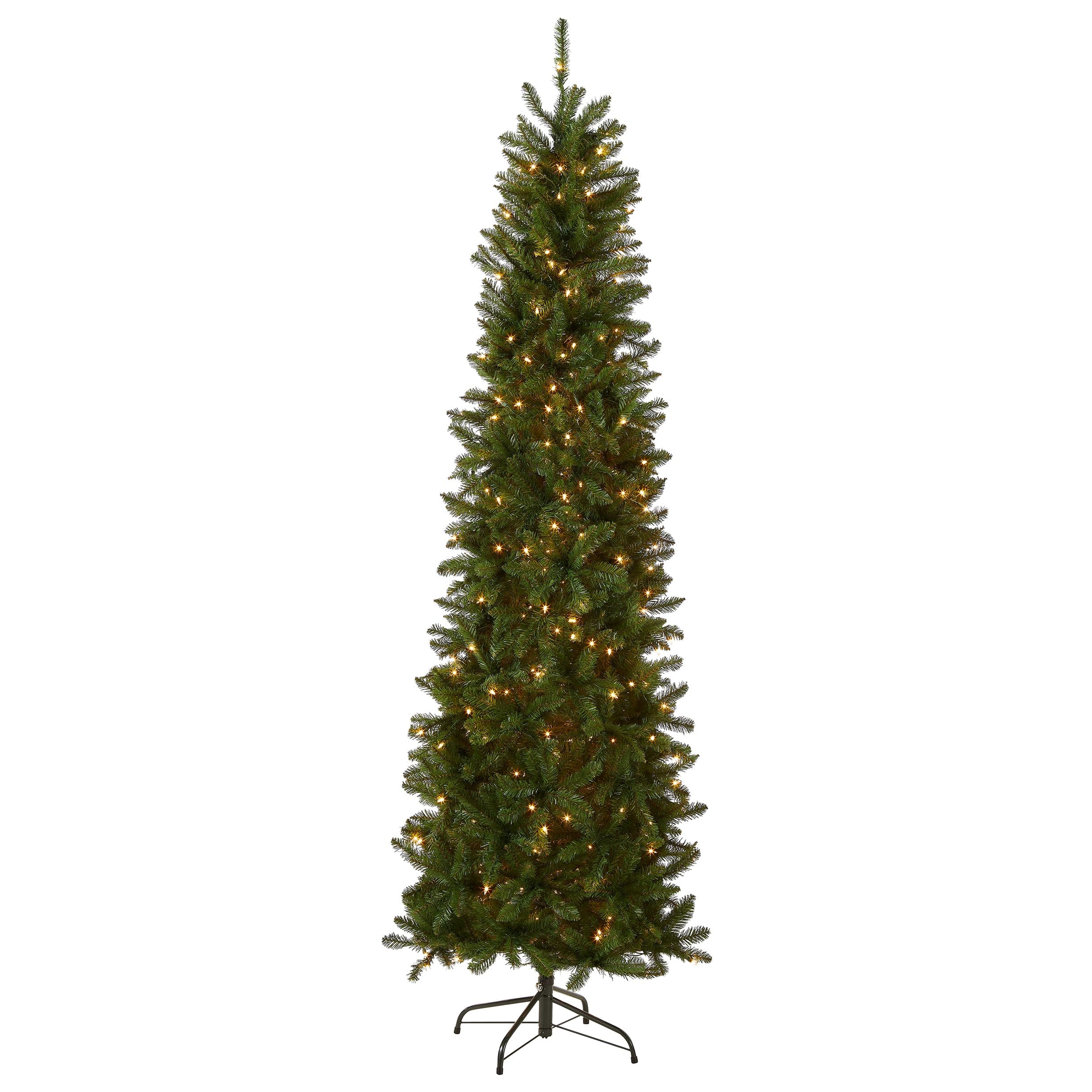 Stylel Star - National Tree Company 9 ft Pre-Lit Kingswood Fir Slim Artificial Christmas Tree, 500 Clear Lights, 1,443 Tips - Default