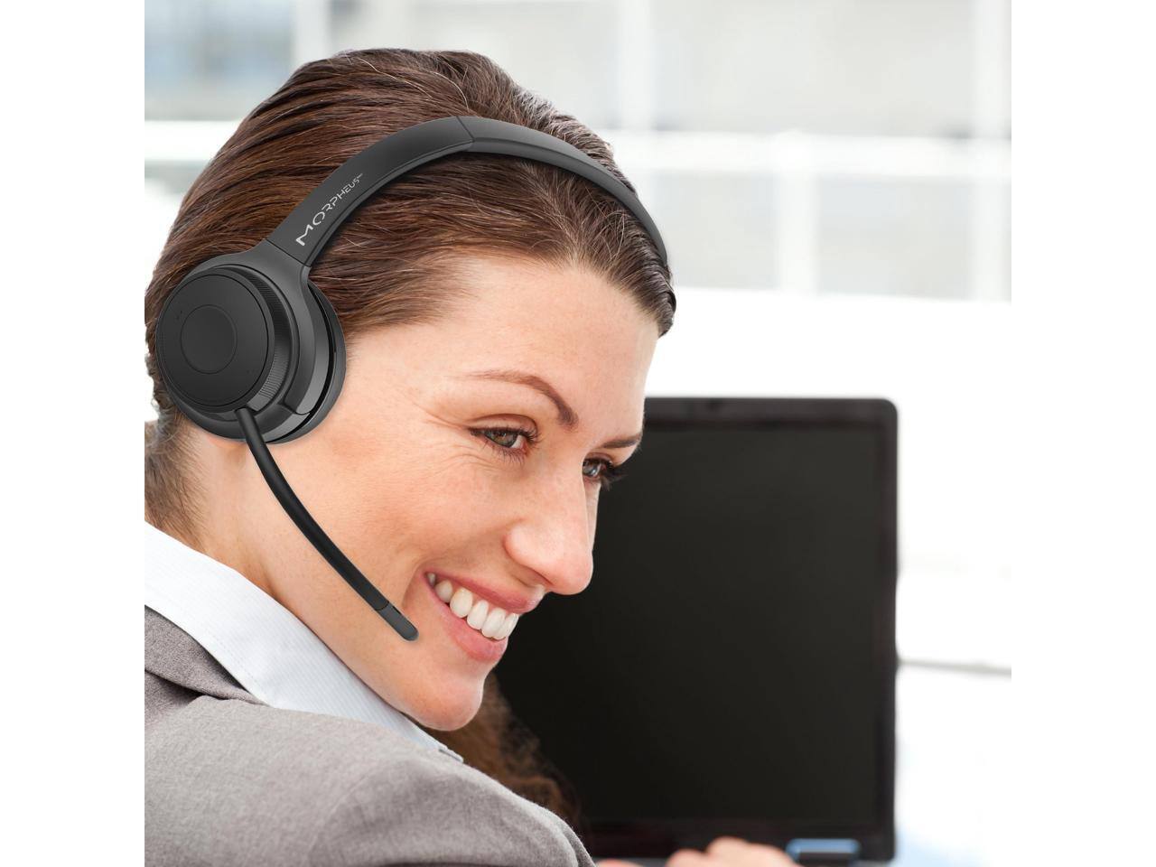 Alt View 9. Morpheus 360 - Morpheus 360 Advantage Wireless Mono Headset with Detachable Boom Microphone HS6200MBT - Comfortable - 32 Ohm - 20 Hz - Black.