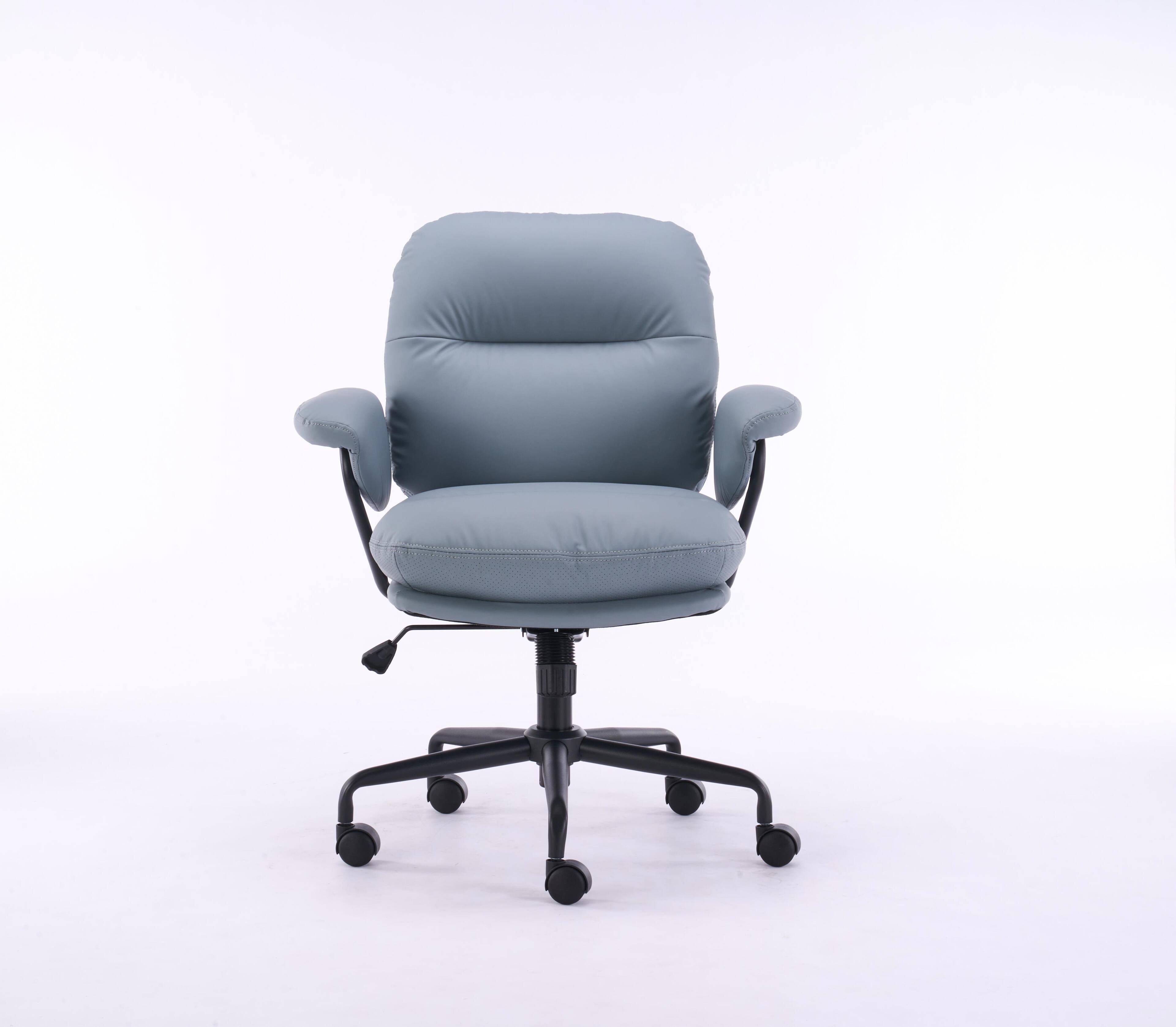 Angle. Spaco - Spaco Ergonomic Leather Executive Office Chair, Adjustable Height Reclining Swivel Chair with Sturdy Metal Frame - Sage.