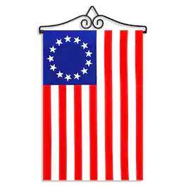 G128 - Combo Garden Flag Hanger 14.2 in with 12 x 18 in Betsy Ross Printed 150D Polyester Flag - Red, White, Blue