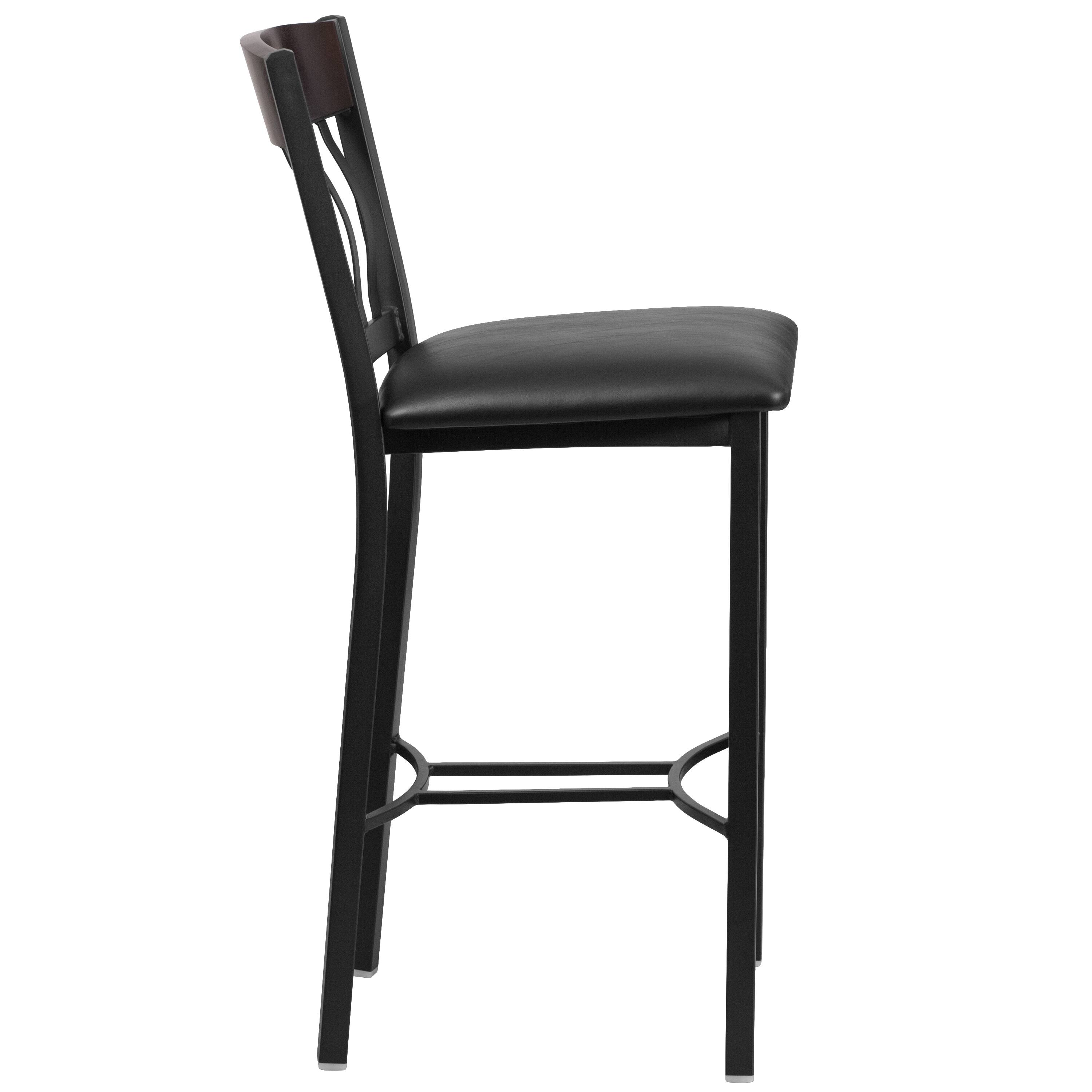 Alt View 4. Emma + Oliver - Vertical Back Metal/Wood Restaurant Dining Barstool - Walnut.