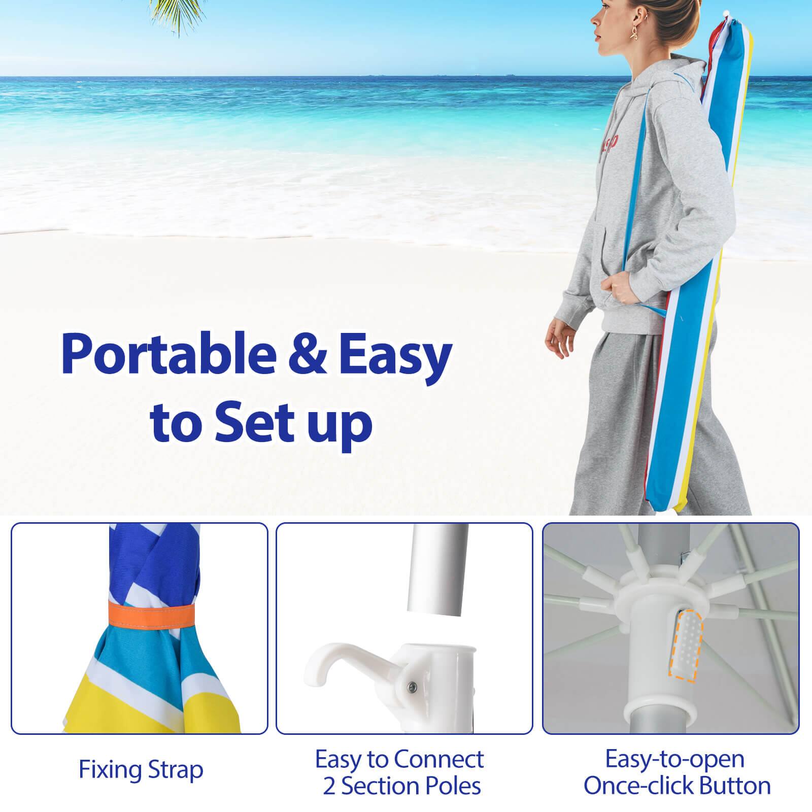 Portable & Easy to Set up, Fixing Strap, Easy to Connect 2 Section Poles, Easy-to-open Once-click Button
