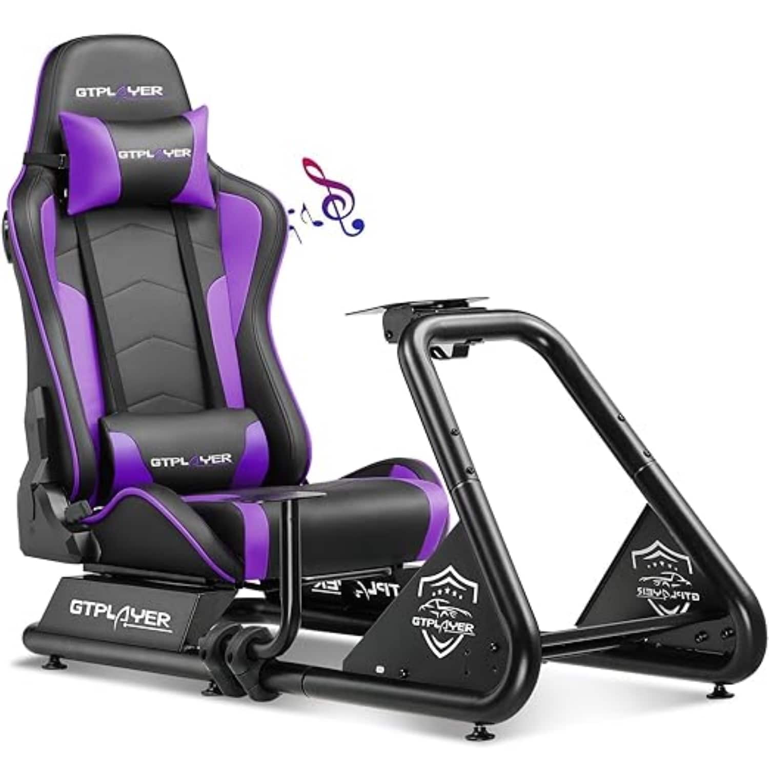 GTPlayer - Racing Simulator Cockpit with Seat and Bluetooth Speakers Sim Racing Cockpit - Purple - Front_Zoom