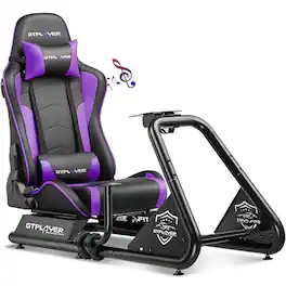 GTPlayer - Racing Simulator Cockpit with Seat and Bluetooth Speakers Sim Racing Cockpit - Purple