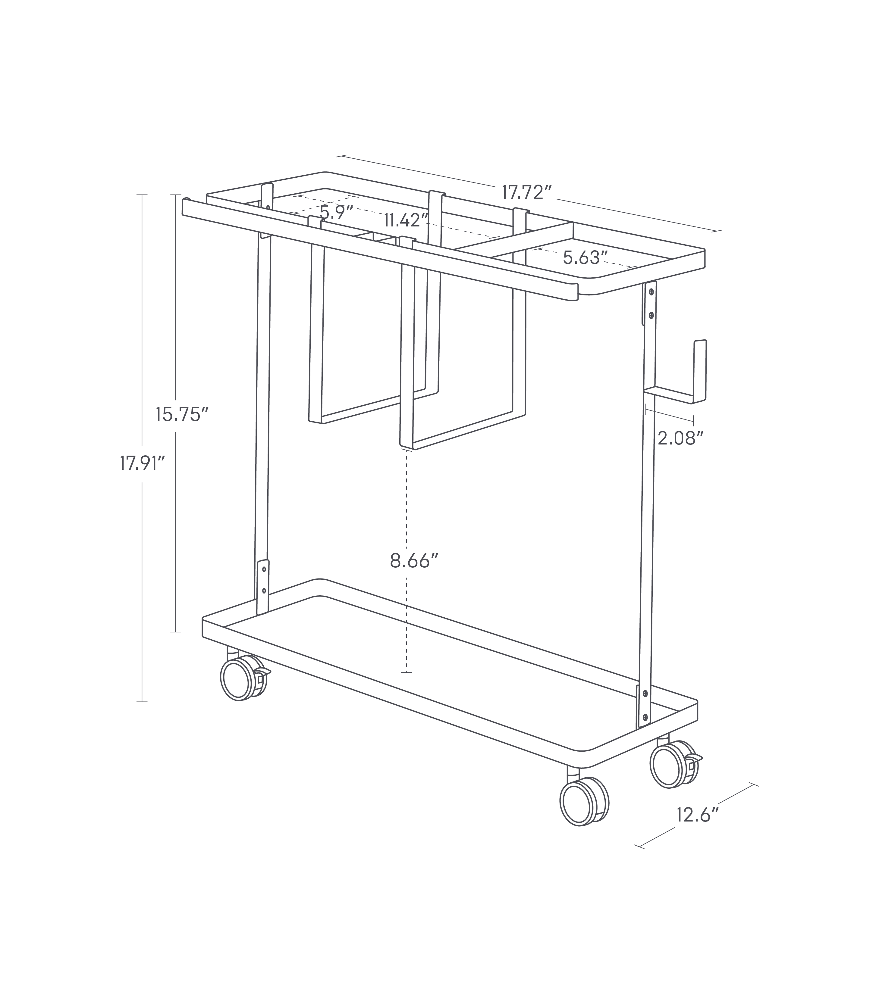 Alt View 4. Yamazaki Home - Fitness Equipment Storage Cart - 1990.