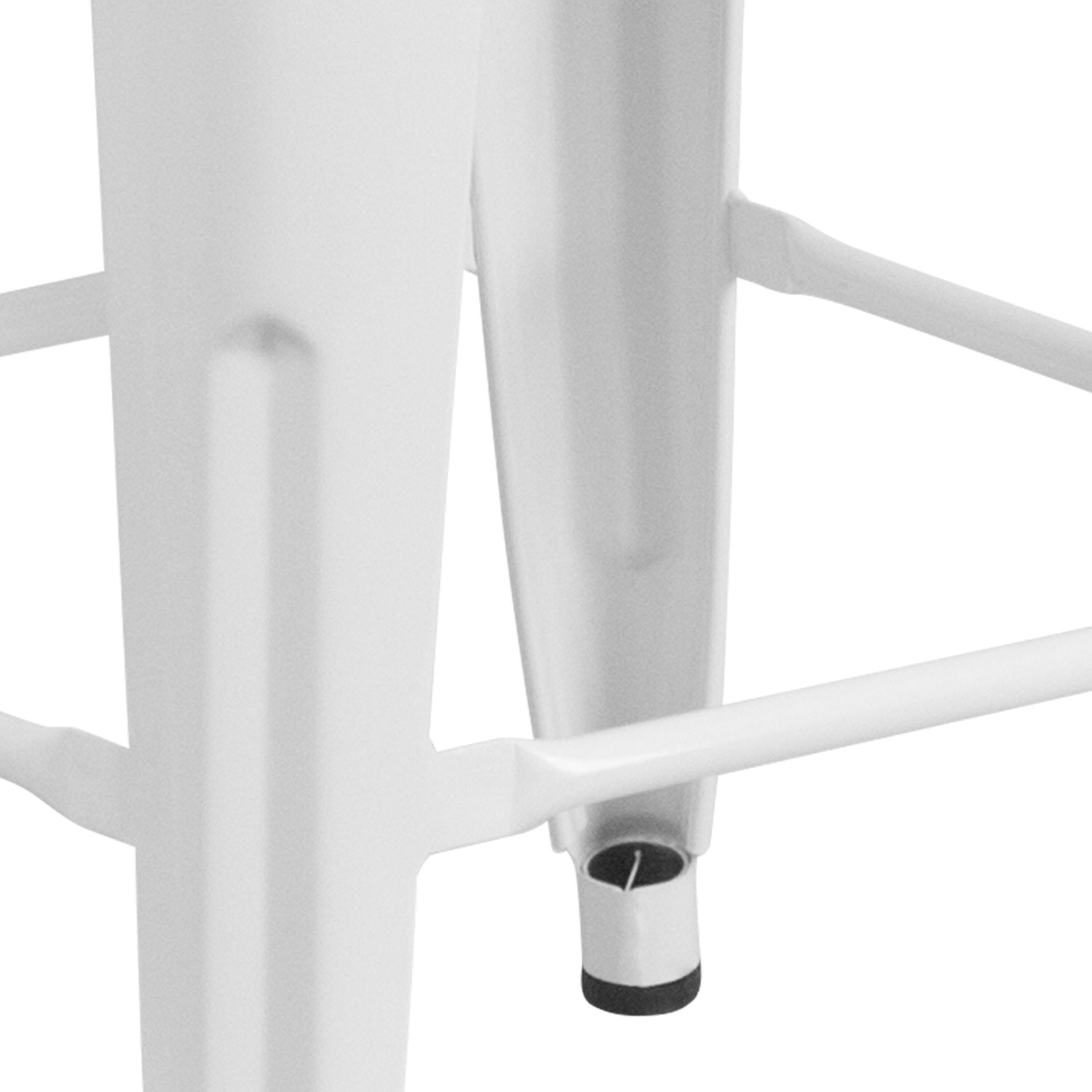 Alt View 7. Emma + Oliver - Commercial Grade 24"H Backless Metal Indoor-Outdoor Counter Stool w/ Square Seat - White.