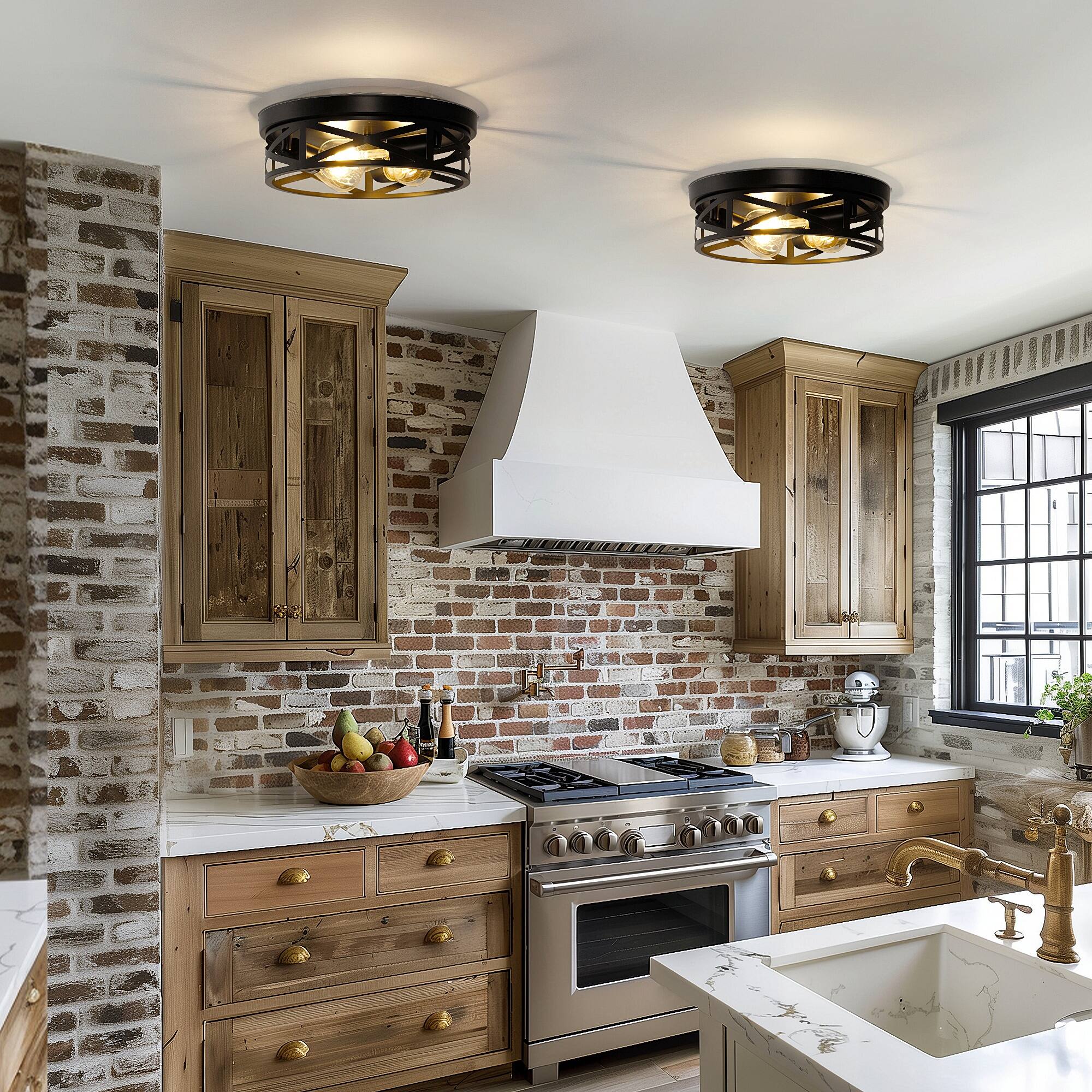 Alt View 1. Jandcase - JANDCASE 3-Light Black Flush Mount Ceiling Light, E26 Socket, Non-Integrated Bulbs, for Kitchen - Black.