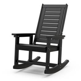 FODINGHILL - Oversized HDPE Rocking Chairs, High Back Porch Rockers for Patio Backyard - Black