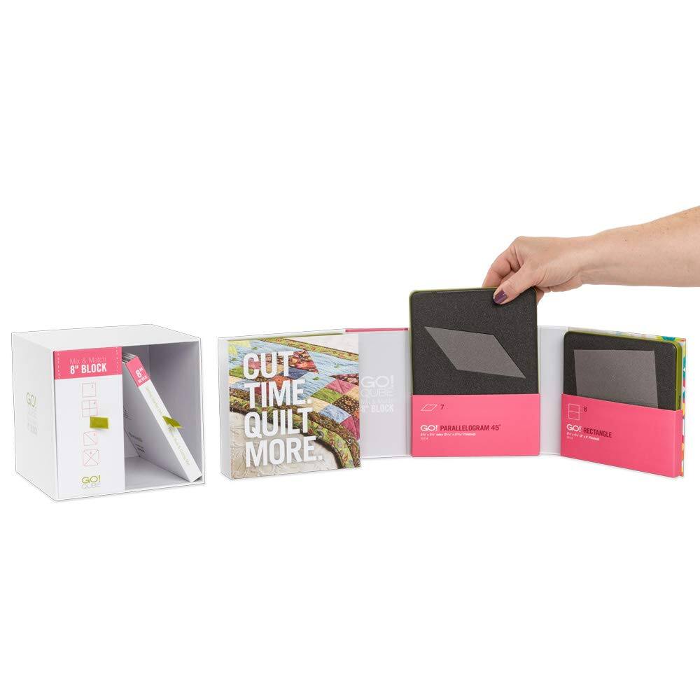 Mx  Match 8" BLOCK GO! QUBC 8" - CUT TIME QUILT MORE. GO! QUBE 5 BLOCK 0 7 GO! PARALLELOGRAM 45° - 8 1O RECTANGLE