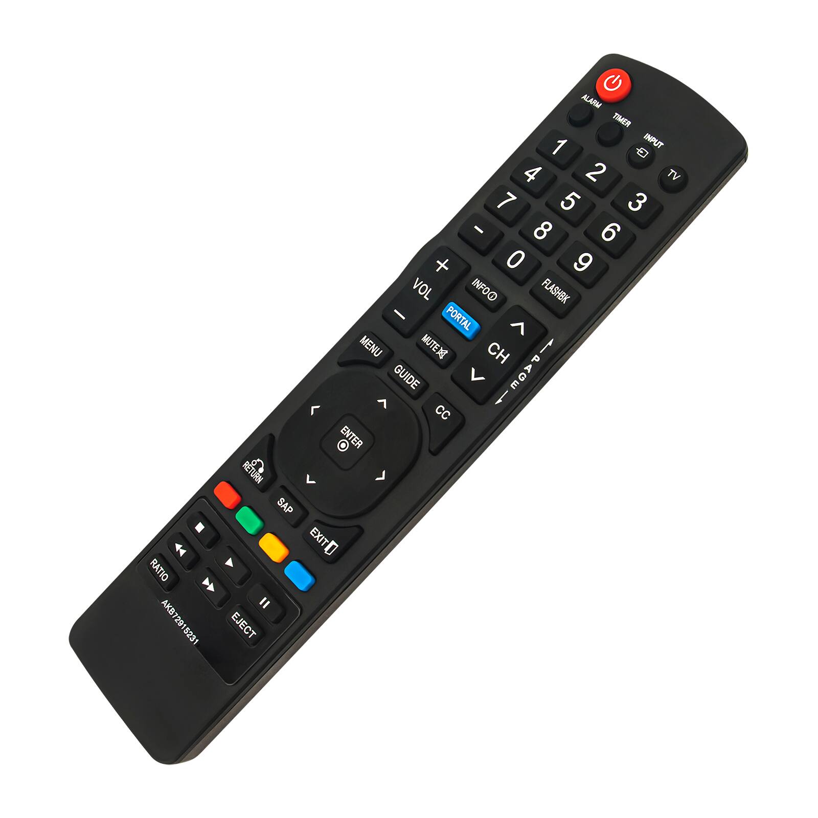 RATIO resaresTaNA ALARM TIMER 1 INPUT E 4 2 TV 7 5 3 - 8 6 + 0 9 VOL INFO@ FLASHBK - PORTAL MENU MUTEX CH P I GUIDE ACE E G CC O ENTER RETURN SAP EXIT Y I EJECT