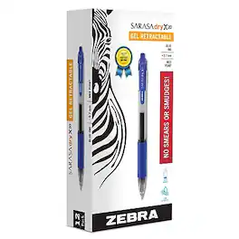 Zebra - Sarasa Dry X20 Retractable Gel Pen, Medium Point, 0.7mm, 12/Pack - Blue Ink