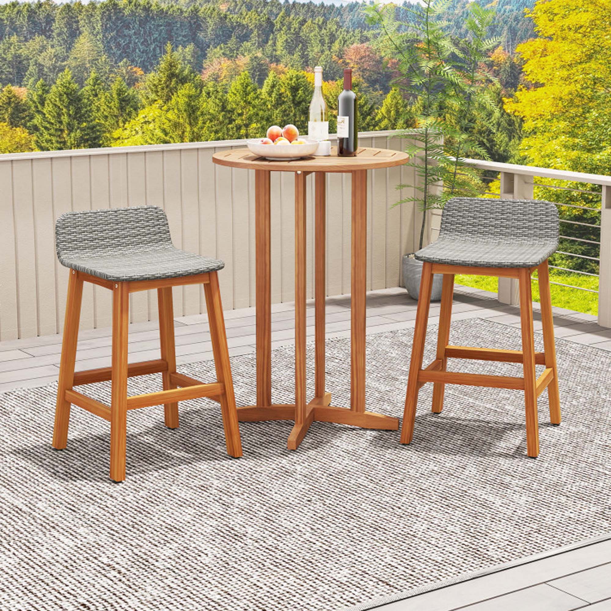 Alt View 5. Boyel Living - Gray with Footrest Wood Set of 2 Bar Stools - Gray.